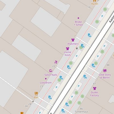 Der Bildschirmdruck zeigt einen Ausschnitt des Kartendienstes openstreetmap.org, bei der Kastanienallee 22 findet sich noch kein Hinweis auf die Messiaskapelle