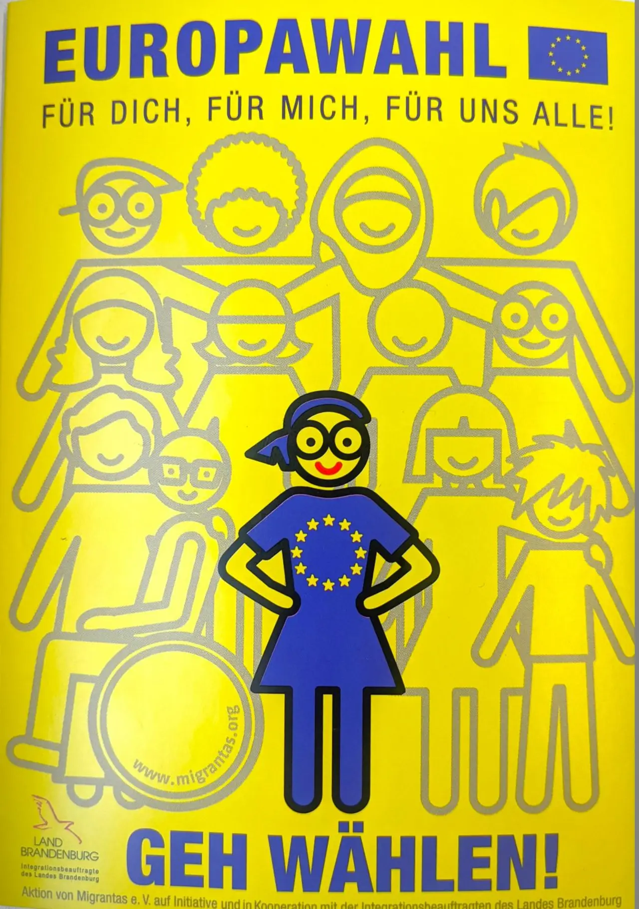 Das Titelbild einer Broschüre vom Verein Migrantas ruft auf: Geh wählen!
